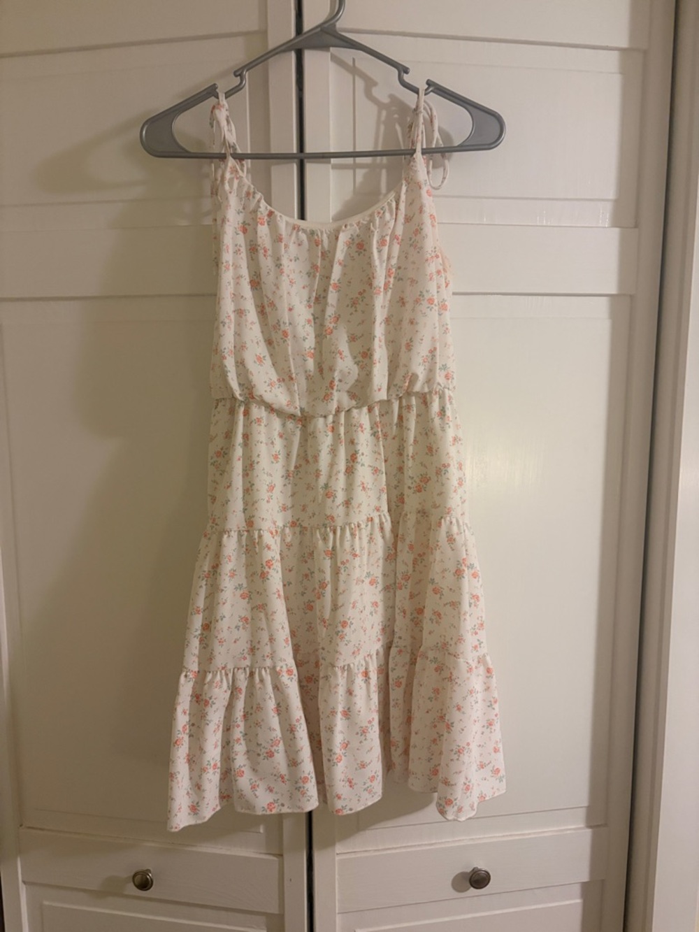 Lovely Melody Cream Floral Sundress with Pink Accents
